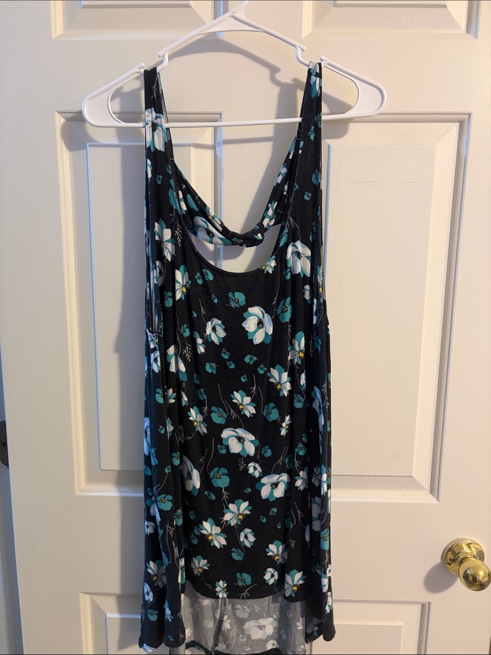 torrid Black Floral Tank Tunic with Teal & White Flowers